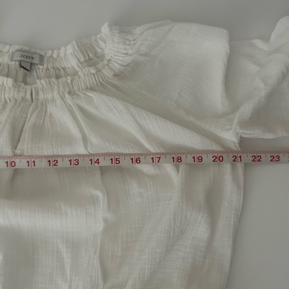 J. Crew White Cotton 3/4 Sleeve Elastic Waist Beach Cover Up Dress Small - Picture 4 of 13